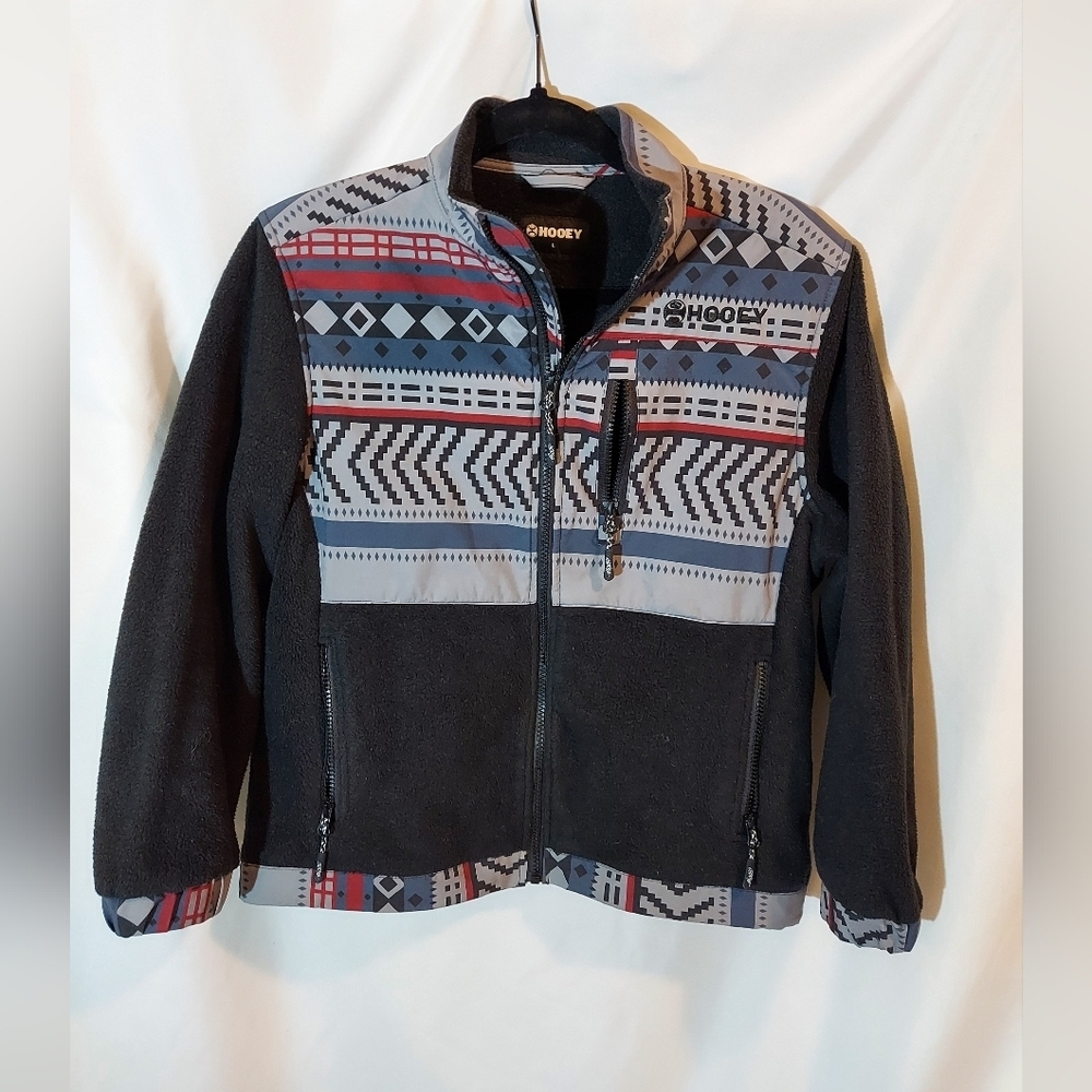 Hooey Black and Gray Zip Up Sweater with Red Accents #southwestern #outdoor